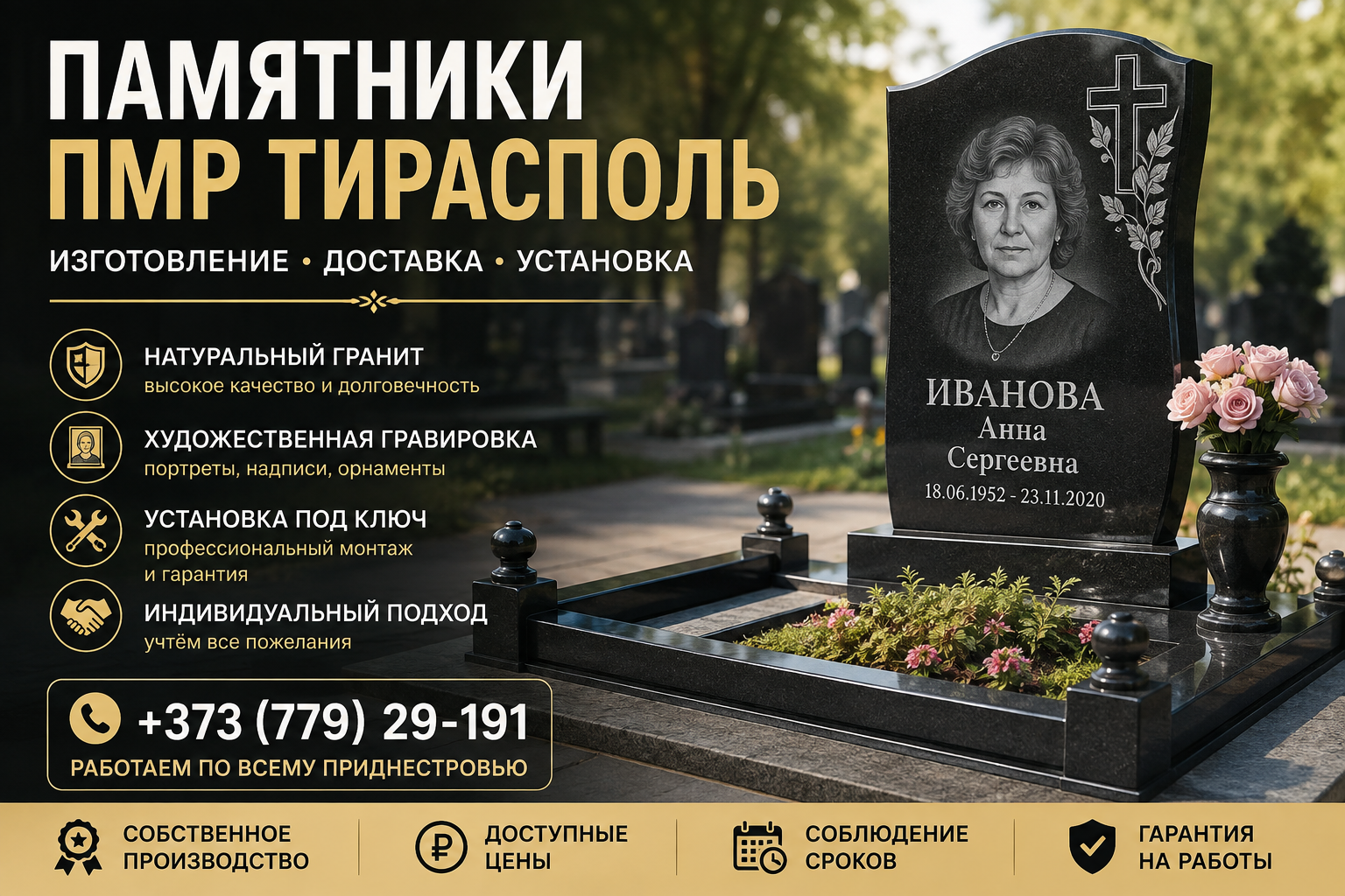 Памятник ПМР Тирасполь ⭐️ Производство памятников любой сложности