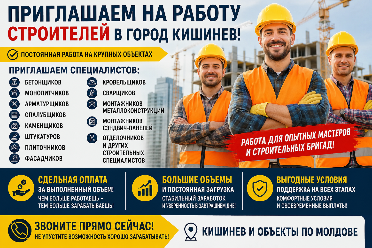 Работа: Строительство БОЛЬШОЙ выбор вакансии в Кишиневе