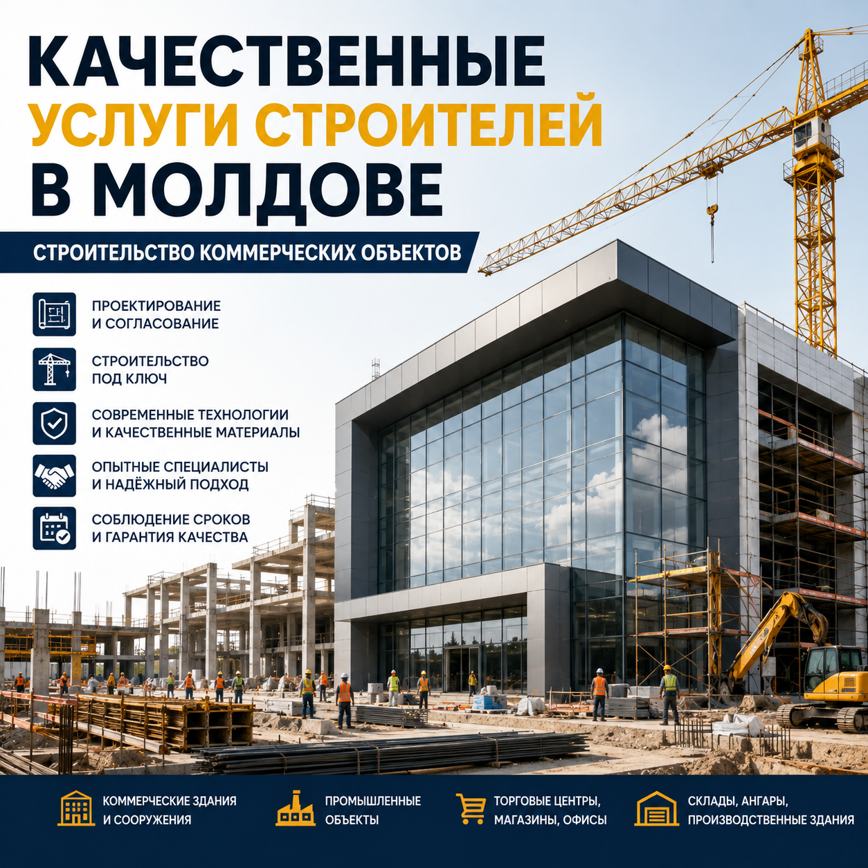 Подрядчик по строительству в Молдове ⭐ Коммерческие объекты и здания под ключ