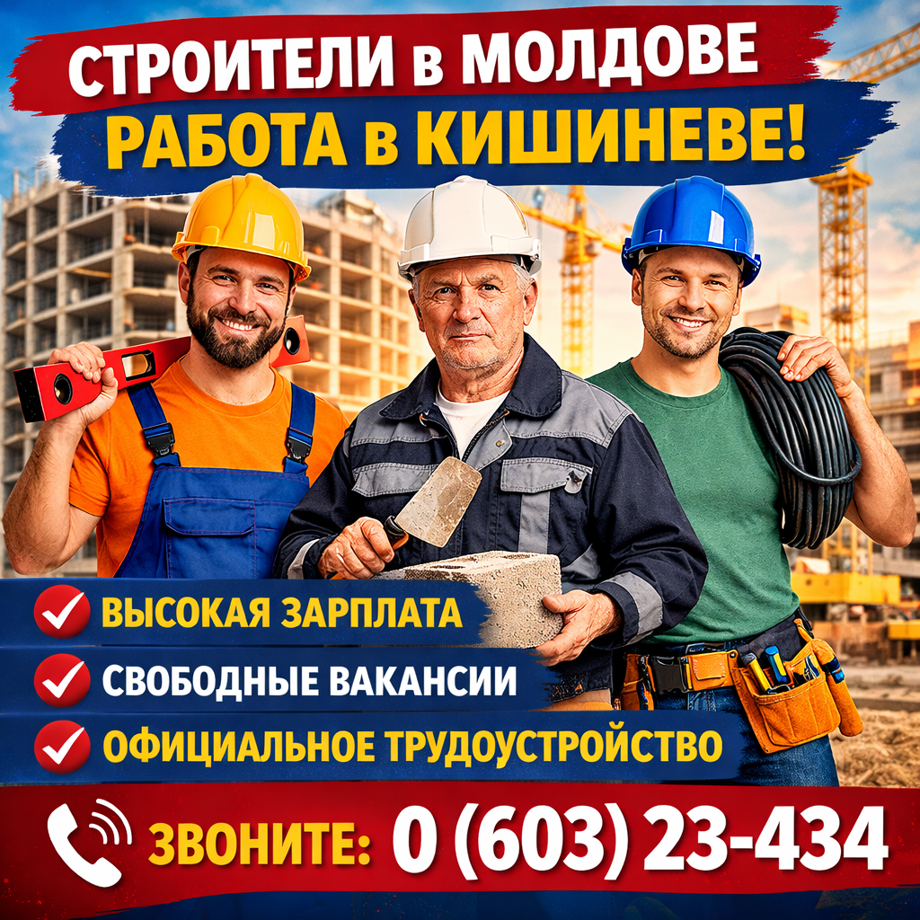Зарплата от 20 000 леев ⭐ Вакансии в строительной компании