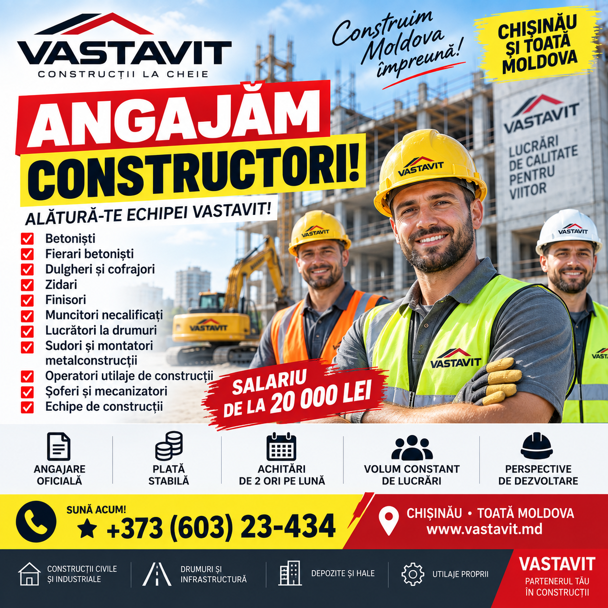 Locuri de muncă în construcții Chișinău | VASTAVIT