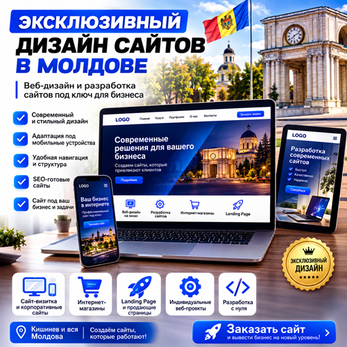 Дизайн сайтов Молдова ⭐ Эксклюзивный веб-дизайн, создание и разработка сайтов под ключ | Кишинев