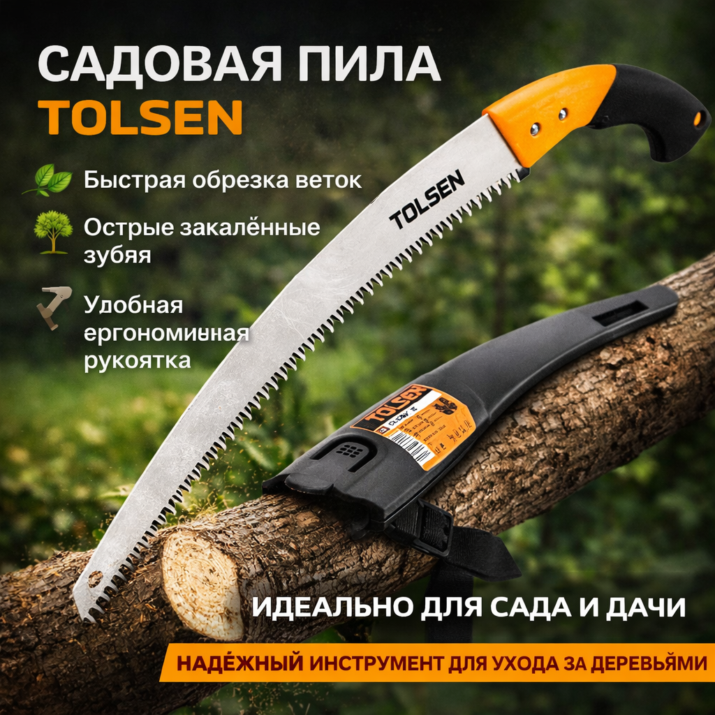 Пила садовая Tolsen — профессиональная садовая пила для обрезки веток и деревьев