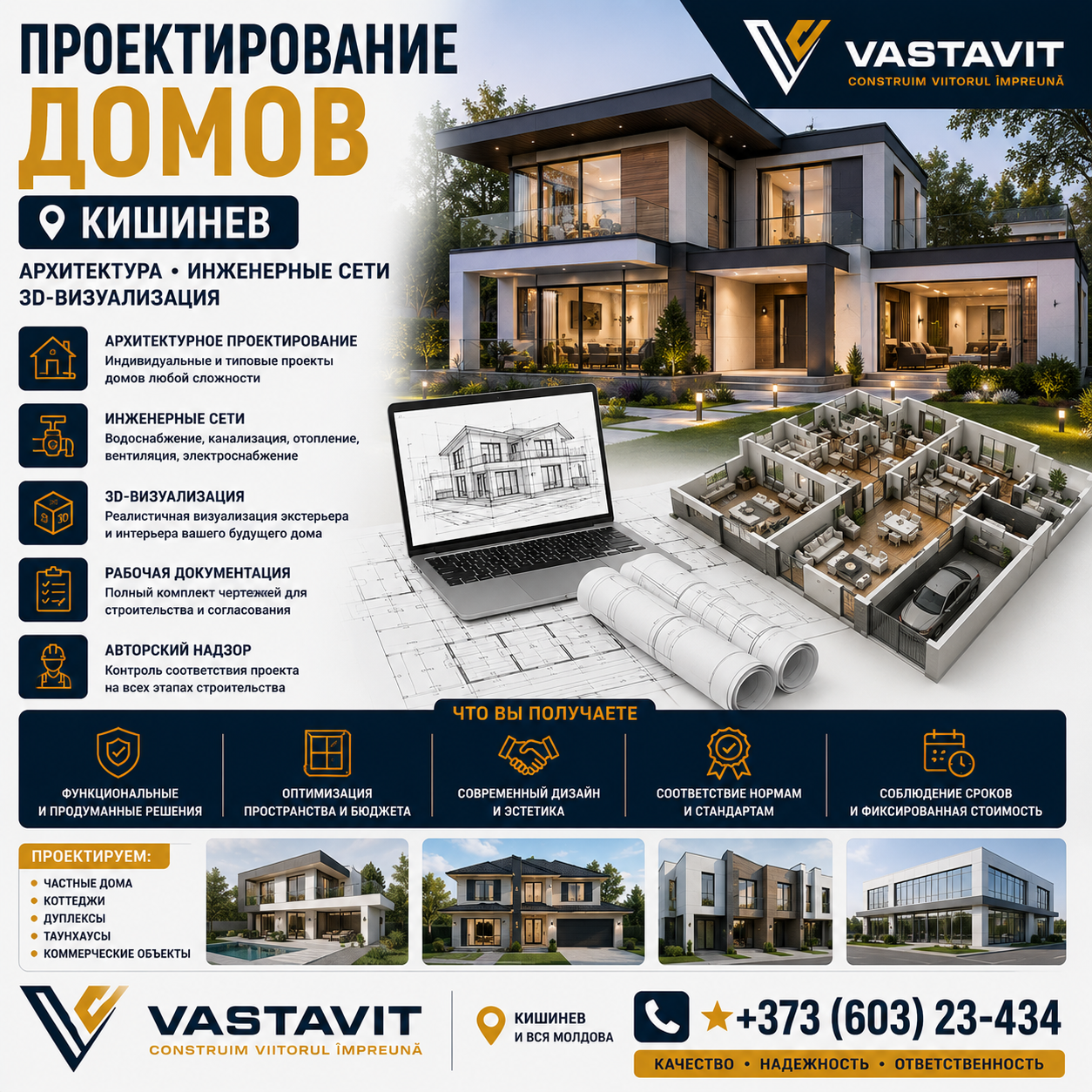Проектирование домов Кишинев — архитектура, инженерные сети, 3D-визуализация