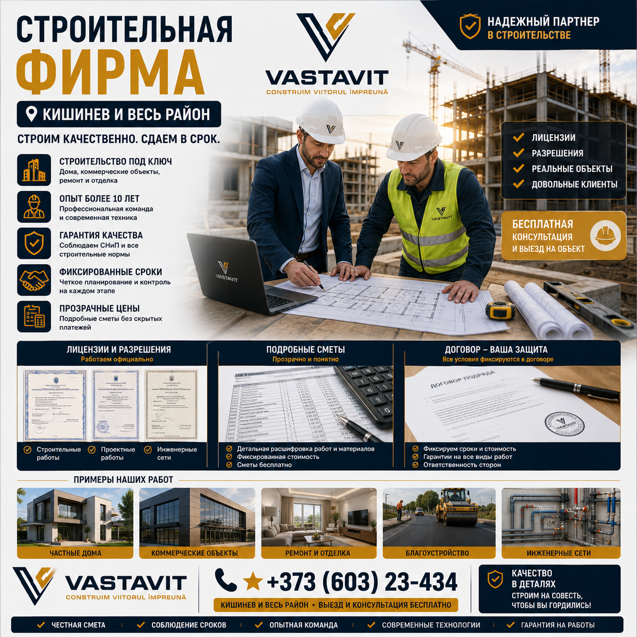 Строительная фирма Кишинев — лицензии, сметы, договора