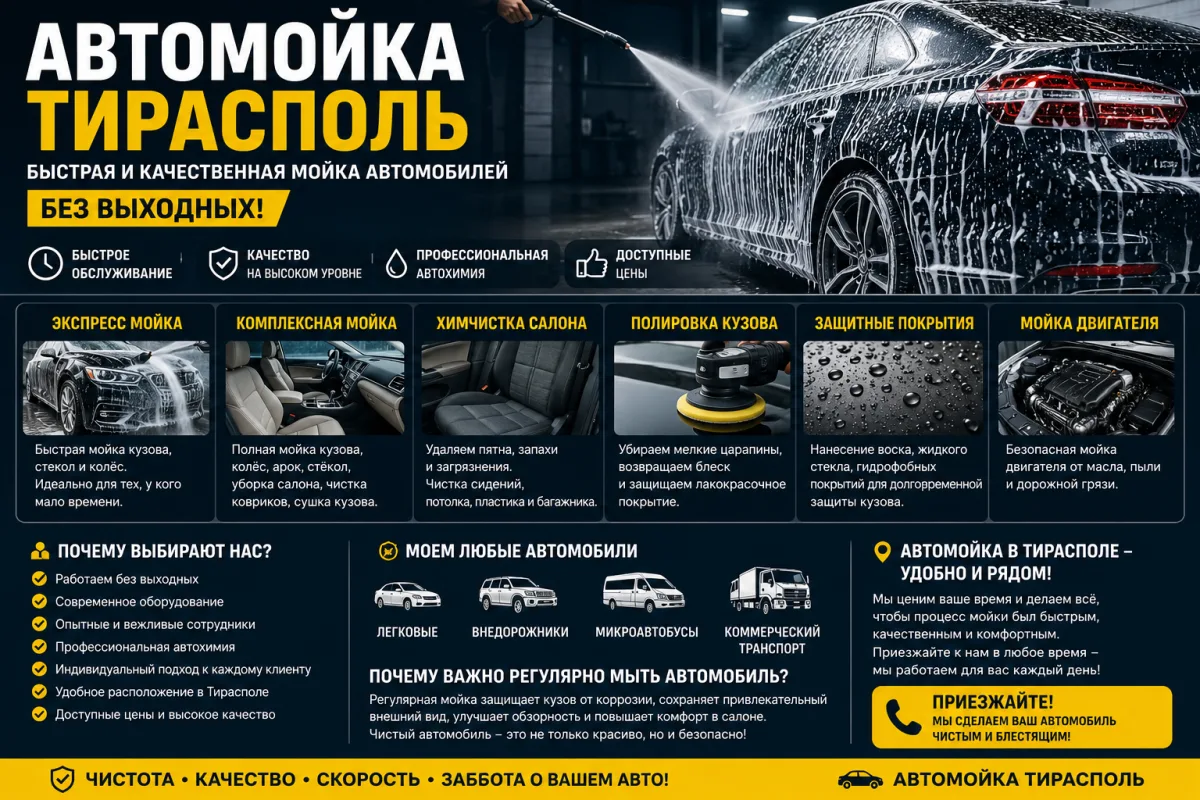 Автомойка Тирасполь - Быстрая и качественная автомойка автомобилей без выходных