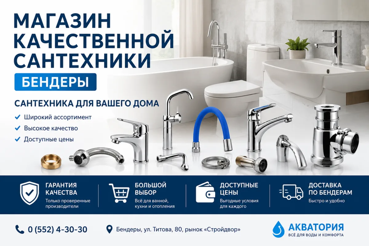 Магазин качественной сантехники Бендеры: сантехника для вашего дома