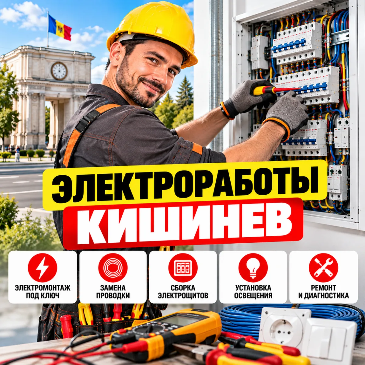 Мастер-Электрик Кишинёв — Вызов Электрика на Дом, Электромонтаж и Ремонт