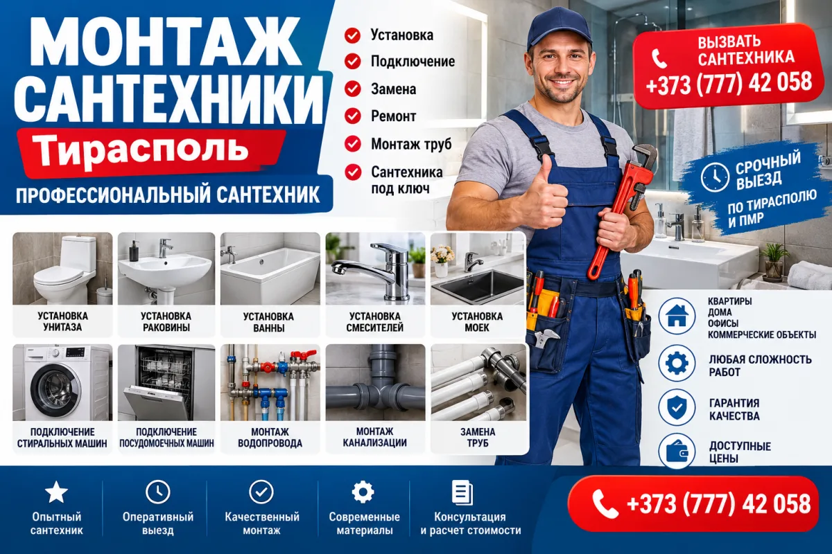 Сантехник Тирасполь — Установка Унитаза, Ванны, Раковины