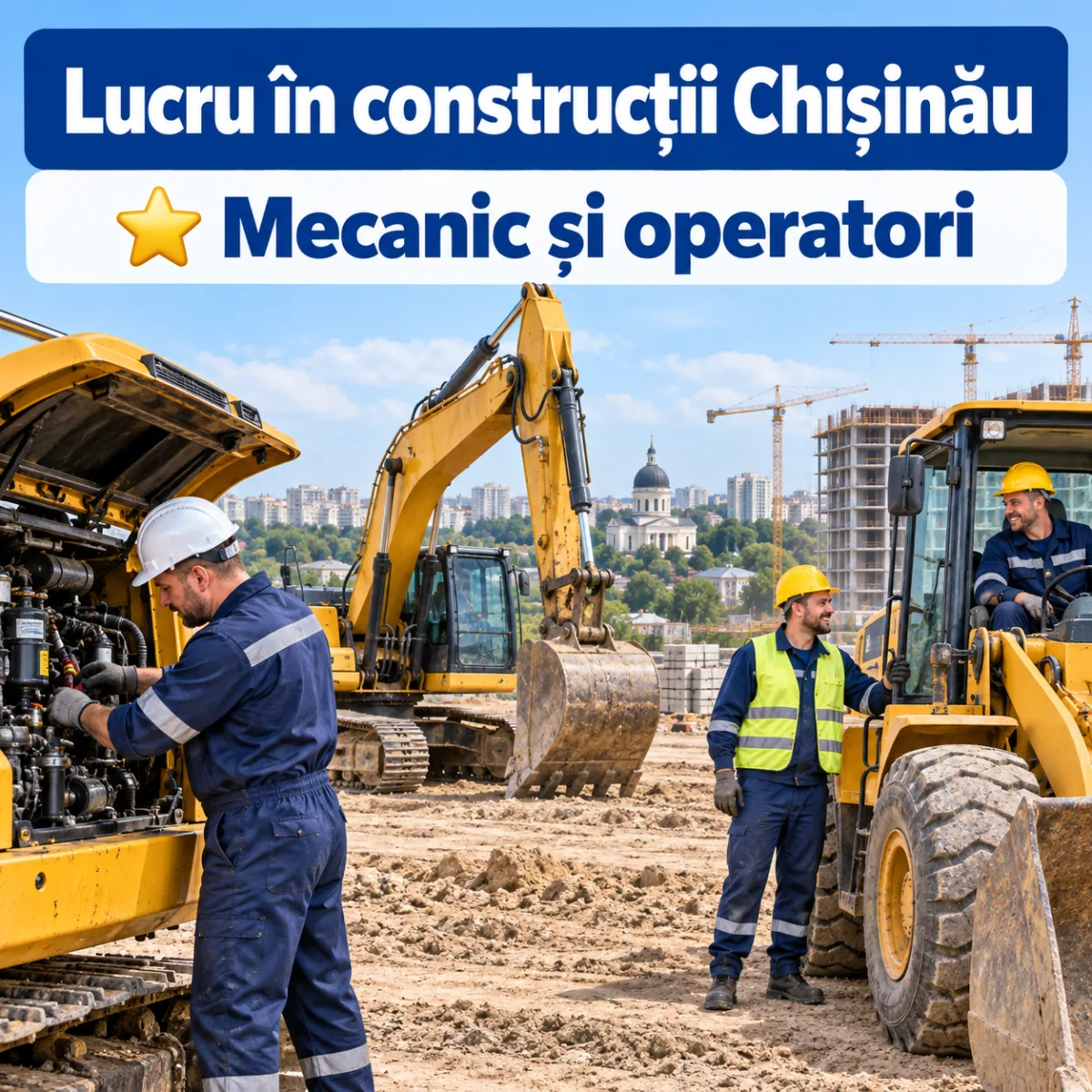Lucru în construcții Chișinău ⭐️ Mecanic și operatori