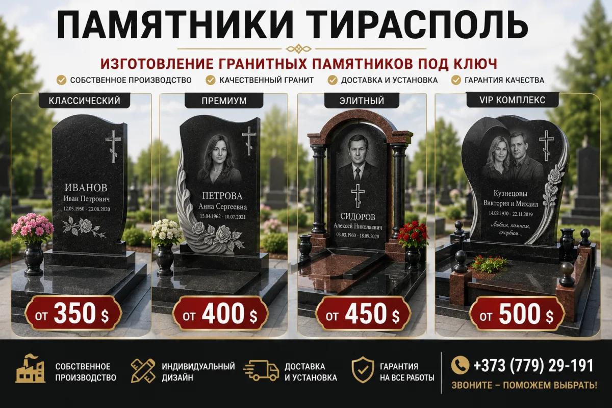 Элитные памятники Тирасполь ⭐ Эксклюзивные гранитные комплексы