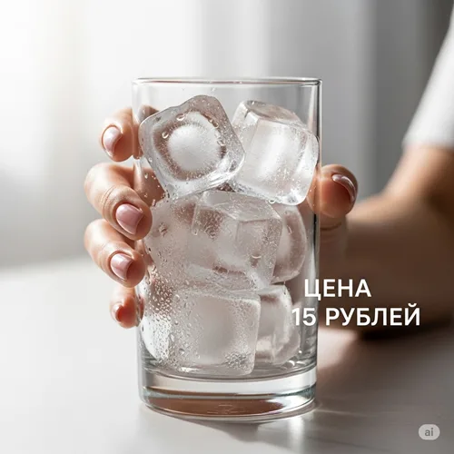 Белый, Чистый, Прозрачный в кубиках Пищевой лед 15 рублей от 1 кг