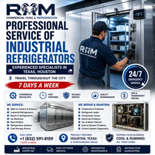 Professional service of industrial refrigerators - experienced specialists in Texas, Houston - travel throughout the city 7 days a week