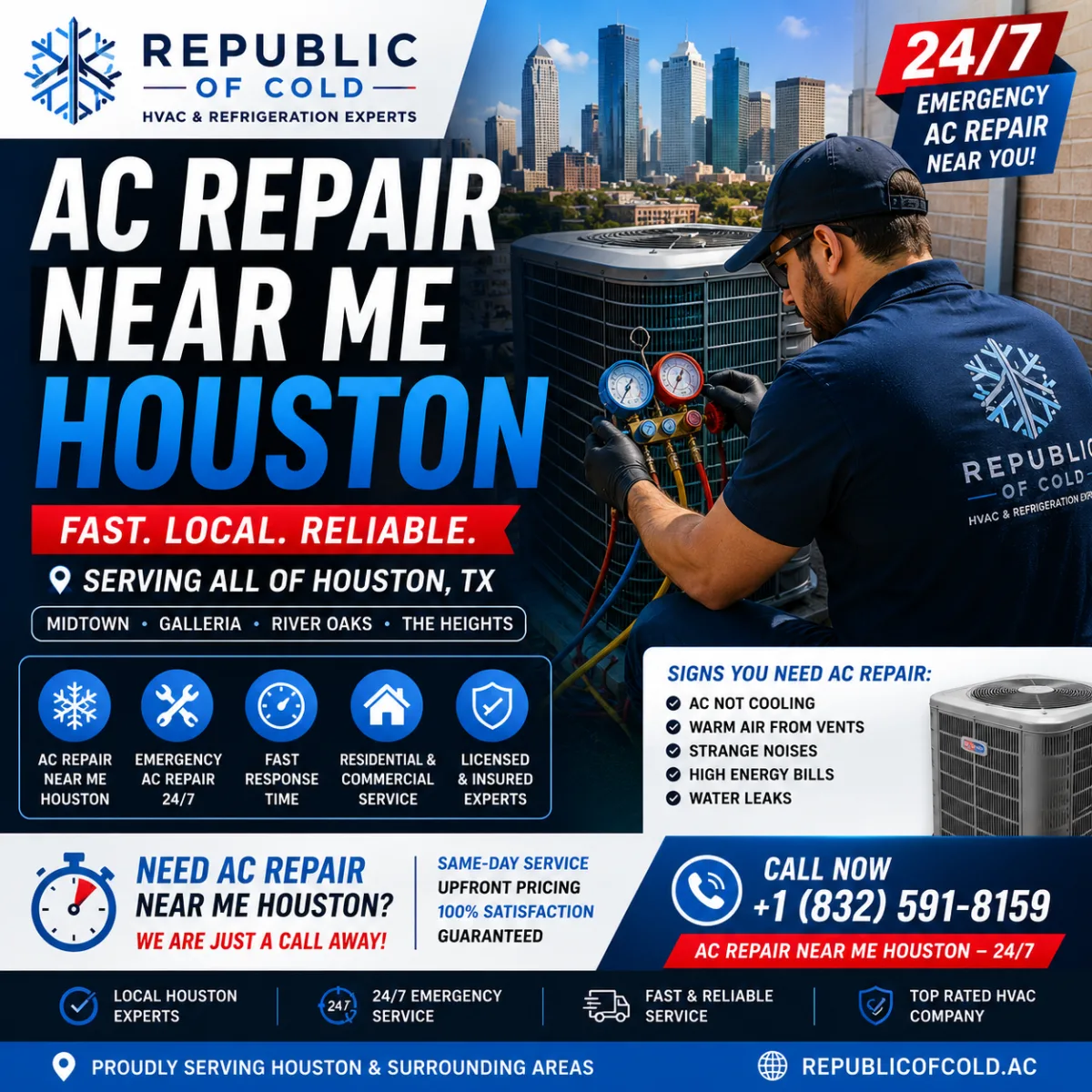 Freon Leak Repair Houston TX – Call HVAC Technicians 24/7 Today