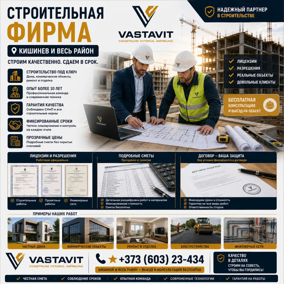 Строительная фирма Кишинев — лицензии, сметы, договора