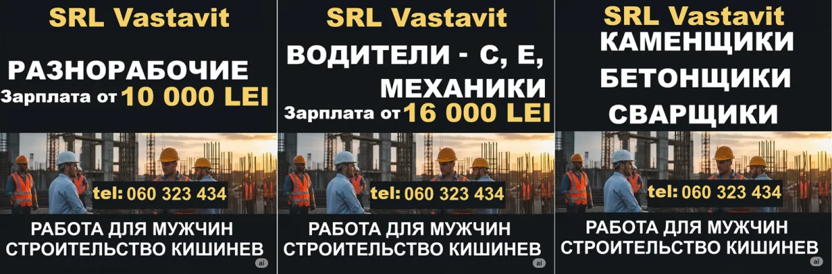 Angajăm bărbați în construcții la Chișinău – Detalii la 0(603)-23-434