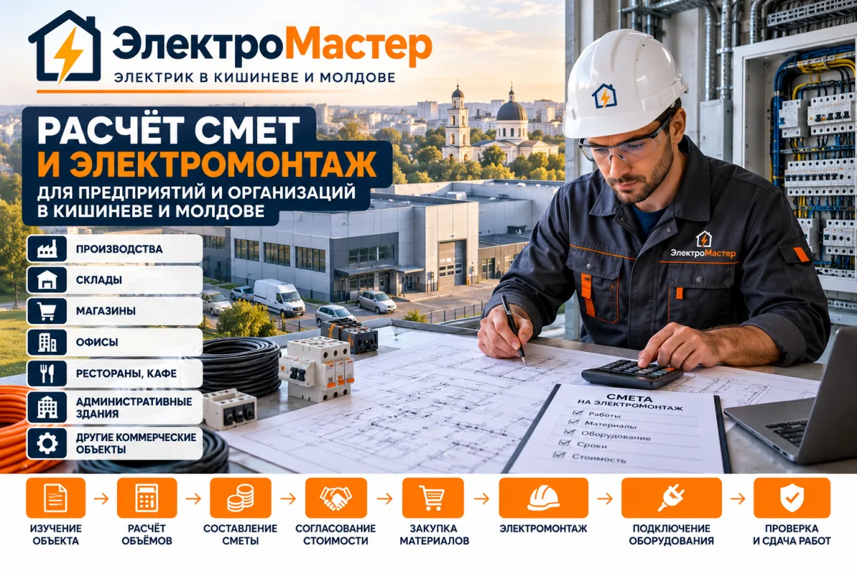 ЭлектроМастер — Расчёт Смет и Электромонтаж для Предприятий в Кишиневе