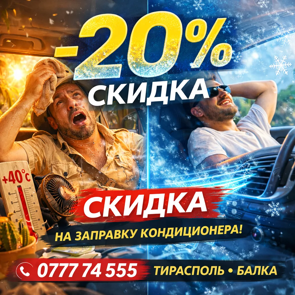 Скидка на заправку автомобильного кондиционера в Тирасполе