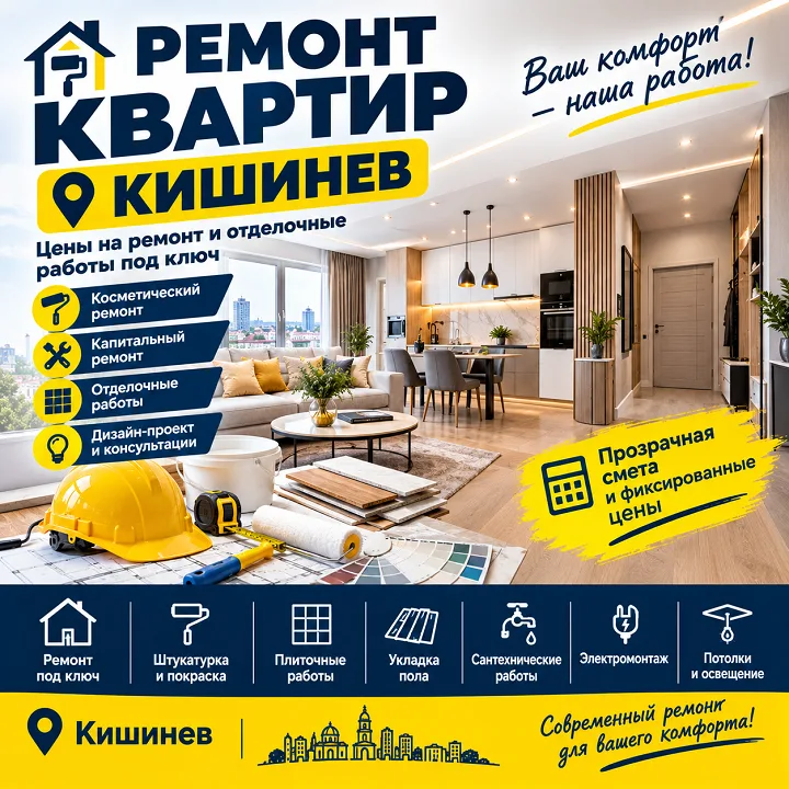 Ремонт квартир Кишинев ⭐ Цены на ремонт и отделочные работы под ключ