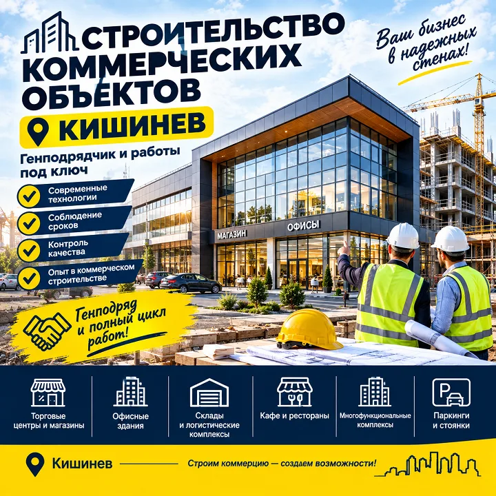 Строительство коммерческих объектов Кишинев ⭐ Генподрядчик и работы под ключ