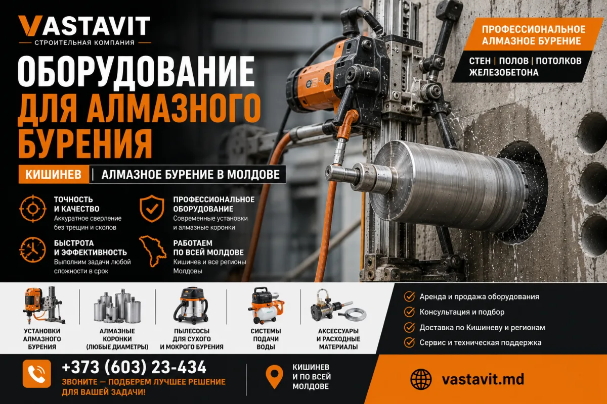 Оборудование для алмазного бурения Кишинев — Алмазное бурение в Молдове