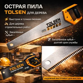 Острая пила Tolsen для дерева — профессиональная ручная пила для точного и быстрого пиления древесины