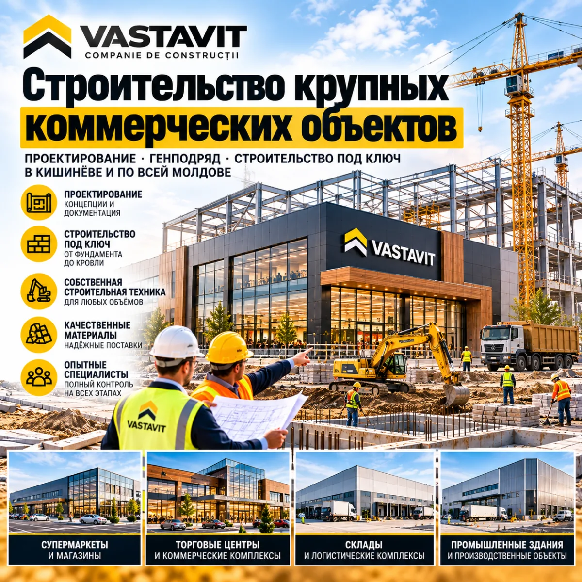 Строительство крупных коммерческих объектов в Молдове — VASTAVIT | Генподряд под ключ