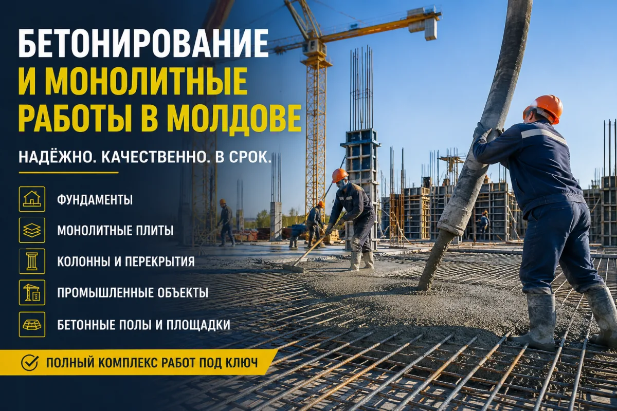 Бетонщики Кишинёв — профессиональные бетонные работы, армирование, опалубка и заливка монолитных конструкций